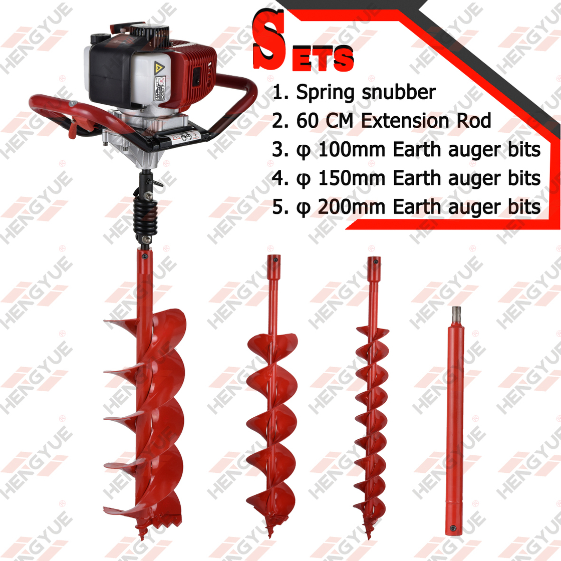 52/58cc Handhållen Earth Auger Earth Auger Drilling Machine